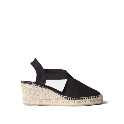 Toni Pons Ter Elastic Linen Negre Kadın Siyah Dolgu Topuk Espadril 1TONW2020088 - Siyah, 36