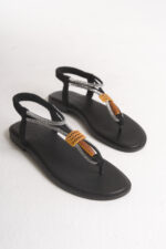 D.E Kadın Parmak Arası Taş Detaylı Spor Sandalet - Görsel 2